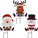 Lulu Home Christmas Yard Signs, 3 Packs Metal Snowman Santa Claus Reindeer Stakes, Xmas Decorative Garden Stakes for Holiday Yard Lawn Outdoor Decoration