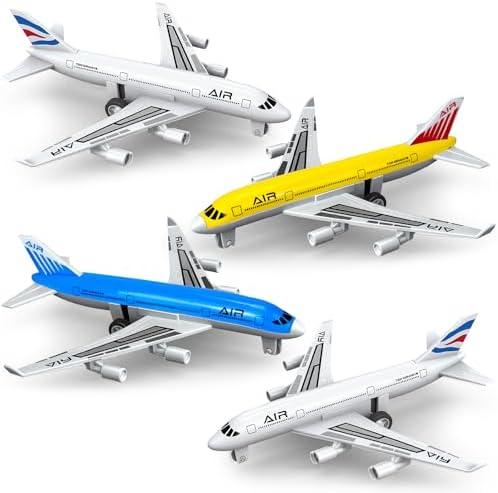 Tcvents Airplane Toys, Metal Plane Pull Back Airplane Toys for 3 4 5 6 7 Years Old Boys Girls, Die Cast Aircraft Plane Models, Kids' Play Vehicles Aeroplane Airplanes for Kids Birthday Gift 3Pcs