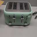 Roter Mond Toaster 4 Slice Retro Stainless Steel with Extra Wide Slots Bagel, Defrost, Reheat Function, Dual Independent Control Panel, Removable Crumb Tray, 6 Browning Levels, Aqua Green
