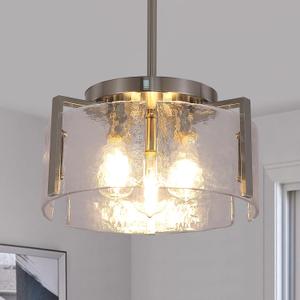 Nickel Chandeliers for Dining Room Light Fixture, 3 Light Entryway Light Fixture, Adjustable Pendant Lights Kitchen Island Modern Farmhouse Kitchen Foyer Chandelier for Entryway, Bedroom, Bathroom