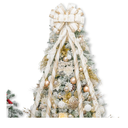 Christmas Tree Topper Bow，53x15 Inches Large Christmas Bow with Glitter Streamer and Patterned Ribbon，Decorative Bows for Xmas Tree Wreath Door Festival Home Decor(White Gold)