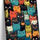 Cute Cat Canvas Wall Art Colorful Cartoon Cat Paintings Wall Decor Pictures Fun Animal Prints Posters for Children's Room Nursery Bathroom Dining Room Bedroom Artwork Home Decoration (16x24in-canvas, Funny cat)