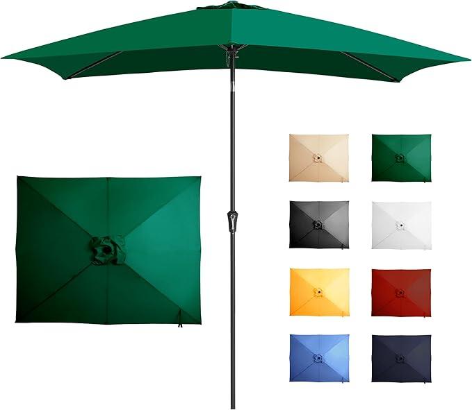Ayge 6.5x10FT Rectangular Patio Umbrella Outdoor Table Umbrella w/Push Button Tilt & Crank Rectangle Market Umbrella UV Protection for Garden,Deck,Lawn,Yard & Pool (6.5*10FT)