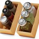 Small Bamboo Kitchen Drawer Organizer Boxes  6" x 3" Stackable Wood Silverware Utensil Tray for Drawers Bins Cutlery & Flatware Storage  Wooden Organizers Set of 2 for Junk Drawer, Bathroom, Rv