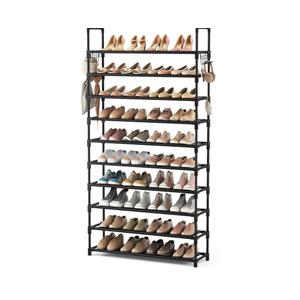 VTRIN 10 Tier Shoe Rack Tall Large Capacity 50 Pair Wide Shoe Organizer with Two Hooks Sturdy Metal Shoe Shelf for Entryway, Closet, Bedroom