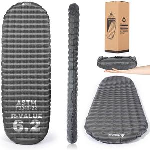 Hikenture Camping Sleeping Pad with 6.2 R-Value, Ultralight Camping Mattress for All Season, Compact & Insulated Sleeping Mat for Backpacking, Hiking, Outdoor, Size: Long Wide