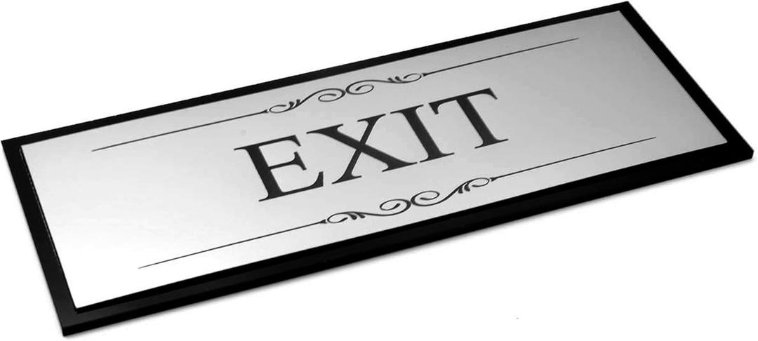 OriginDesigned Exit Door Sign, Adhesive Plaque, Stylish Metallic Silver and Black