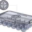 BSTKEY Egg Holder for Refrigerator, Egg Container with Time Scale, Egg Holder with Lid for Kitchen Storage, Stackable Tray for 24 Eggs