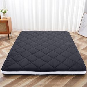 Full Size Futon Mattress - Extra Thick Foldable Japanese Floor Mattress - Memory Foam Sleeping Pad for Adults - Tatami Mat Suitable for Camping & Guest -Diamond Black