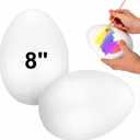 BESTOYARD 2Pcs 8-Inch White Craft Foam Eggs for DIY Polystyrene Decorations, Painting, School Projects, and Festival Crafts (7.87 x 5.11 x 5.11 inch)