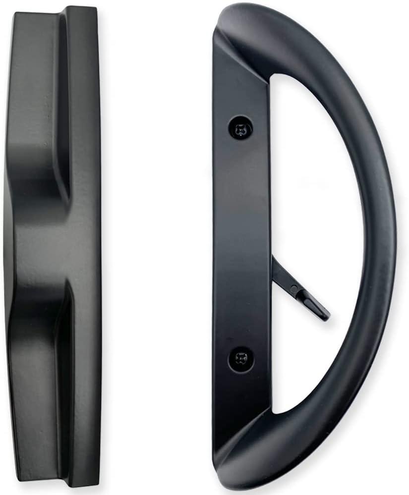 Patio Sliding Door Handle Set, Perfect Replacement Mortise Style Handle Set Fits Door Thickness from 1-1/2" to 1-3/4", 3-15/16" Screw Hole Spacing, Non-Keyed, Black