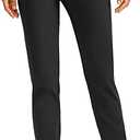 Rammus Women's Fleece Lined Dress Pants with Pockets Warm Winter Pants Cold Weather Skinny Slacks for Casual Work M Black