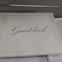 8x10 Leather Guest Book and Standup Sign Set, Gold Foiled Cover Registry Book for Wedding Reception, Retirement Party, Vacation Homes and Events, 120 Pages (White)