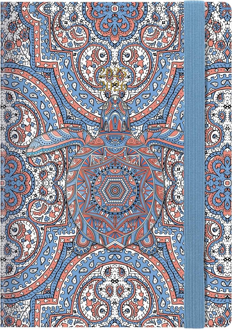 Letts of London Paisley Academic Weekly/Monthly Planner, August 2025 to July 2026, Week-to-View, Sewn Binding, Multilingual, A6 Size, 5.875" x 4.125", Turtle (C031136-25)
