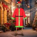 Mumucove 2 Pcs 12 ft Skeleton Clothes Accessories Set Giant Santa Claus Suit Outfit Extra Large Green Furry Hat Santa Coat and Shorts for 12 ft Skeleton Christmas Decorations Outdoor Garden Lawn