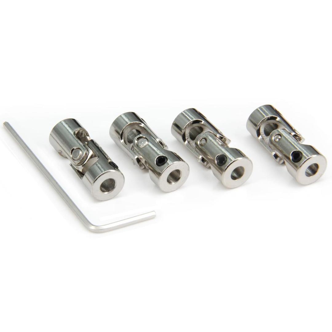 4mm to 4mm Rotatable Universal Steering Joint Shaft Coupling Connector L23x D9 with Screws with Wrench, 4pcs/Pack (Size: 4mm to 4mm)