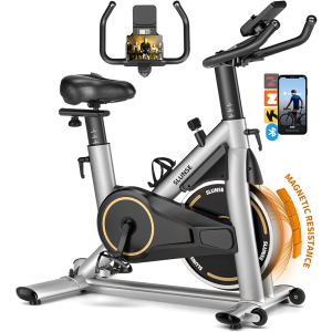 Exercise Bike, Adjustable Magnetic Resistance Stationary Bikes for Home with App Compatible, Quiet Indoor Cycling Bike with 350lbs Weight Capacity Comfortable Seat, Digital Monitor & Phone Mount