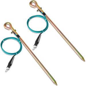 2 Pcs Portable Ground Rod Grounding Rod with 4ft Grounding Wire 12AWG and Clip Grounding Pin Electric Fence Ground Rod for Antennas Satellite Dishes Generator (Spring Clamp)