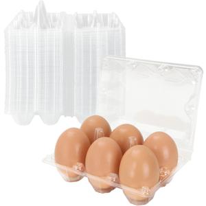 DAJAVE 100 Pack Plastic Egg Cartons Bulk, 2x3 Egg Holders Style Holds up for 6 Eggs, Half Dozen Egg Carton for Family, Pasture, Farm Markets Display(Medium)