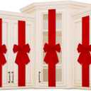 Cabinet Door Festive Ribbons and Bows Decoration Christmas Wreath Bow for Christmas Tree Fireplace Door Party Holidays Wrapping Decorations (4, Red Velvet)