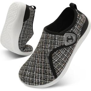 Womens Walking Shoes Comfortable Wide Diabetic Shoes Adjustable Zero Drop Edema Shoe Breathable Neuropathy Nursing Shoes Casual Wide Width Sneakers 42, Mix White Black 