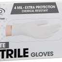 ForPro Disposable Nitrile Gloves, Chemical Resistant, Powder-Free, Latex-Free, Non-Sterile, Food Safe, 4 Mil, White, Large, 100-Count