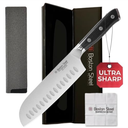 Boston Steel Santoku Knife 7 Inch – Ultra Sharp High Carbon Stainless Steel Kitchen Knife, Professional 7” Santoku Knife with Ergonomic Handle for Home & Restaurant, Culinary Cooking Knife