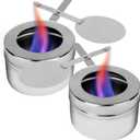 Stainless Steel Chafing Wick Fuel Holders with Safety Cover - Chafer Canned Heat Fuel Box Perfect for Buffets, Barbecue and Catering Events (Silver-2Pack)
