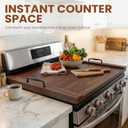 Noodle Board Stove Cover, Wooden Stovetop Cover with Non-Slip Feet, Handle & Raised Lip, Extra Counter Space for Kitchen (29.5 x 22 Walnut)