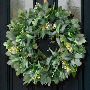 24 Inch Artificial Eucalyptus Wreaths for Front Door Outside- Green Year Round Wreath for Spring Summer Fall Winter- All Seasons Evergreen Hanging Decor for Farmhouse Home Firplace Porch,Window,Wall