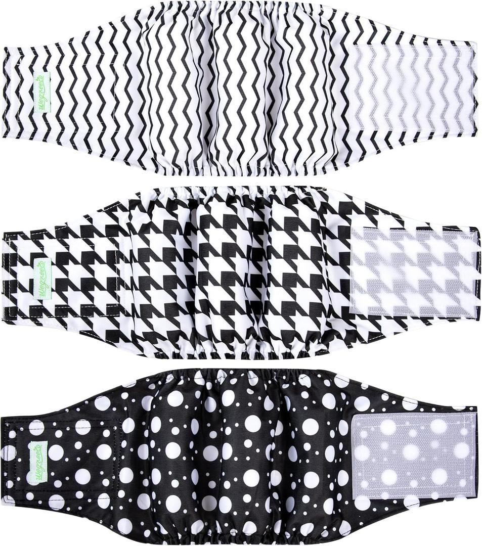wegreeco Washable Male Dog Belly Band (Stylish Pattern) Pack of 3  Washable Male Dog Belly Wrap, Dog Diapers Male (Houndstooth, Small)