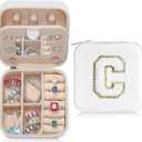 Parima Trendy C Jewelry Case - Teen Travel Accessories, Jewelry Box for Girls' Birthday Gifts (White)