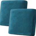 H.VERSAILTEX Velvet Stretch Couch Cushion Cover Plush Cushion Slipcover for Chair Loveseat Sofa Cushion Furniture Protector Seat Cushion Sofa Cover (2 Piece Large Sofa Cushion Covers, Deep Teal)
