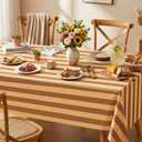 SoarDream Yellow Brown Striped Thankgiving Tablecloth: 57120 Inch Fall Polyester Waterproof Table Coverh Rectangle Table Cloth - Haliday New Year Banquet Themed Farmhouse Decoration