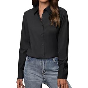 Gleeivy Button Down Shirts for Women Classic Fit Dress Shirt Work Business Casual Long Sleeve Blouse Tops, S