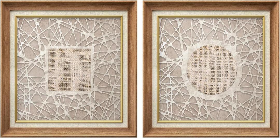 MUDECOR Premium Framed Wall Art Brown Spiral Circles Abstract Shapes Illustrations Fine Art Decorative Retro Multicolor for Living Room, Bedroom, Office - 26"x26"x2 Natural (A06-2309-irs54)