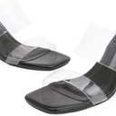 Clear Heels for Women Transparent Two Strap Block Chunky Square Heel Sandals Open Toe Slip On Mules for Women (7.5)