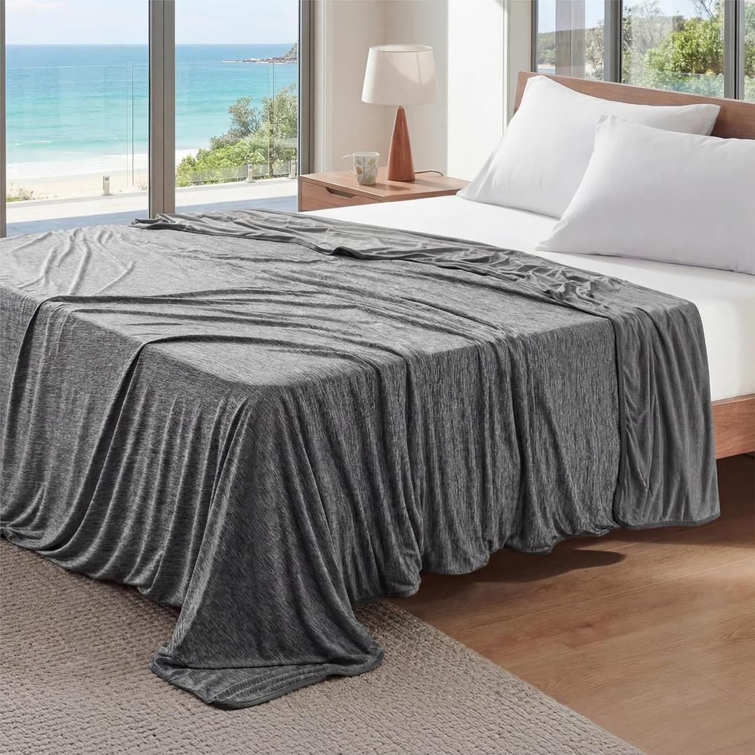 Bedsure Summer Cooling Blanket King Size, Lightweight Cold Blankets for Sleeping, Ice Cool Thin Bed Top Arc-Chill Summer Bedding for Hot Sleepers Night Sweats with Rayon Derived from Bamboo, 108x90