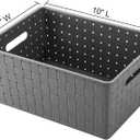 Bekith 9 Pack Woven Plastic Storage Basket, Organizing Pantry Storage Bins for Toys, Accessories, Bedroom, Classrooms, Office, School, 10" L x 7" W x 4.4" H, Grey