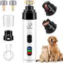 PleySyncz Silent Dog Nail Grinder, Cordless Grooming Pro Nail Grinder, USB Rechargeable Pet Nail Grinder, Painless Paws Grooming for Small Medium Large Dogs & Cats (2 Replacement Heads)