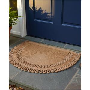 Jute Semi Circle Doormat Half Moon Braided Front Door Mat, Non Shedding & Washable, Non Slip Backing, Waterproof Indoor Outdoor Entryway Rug for Porch, RV, Camper & Boat, 1'11" x 2'10"