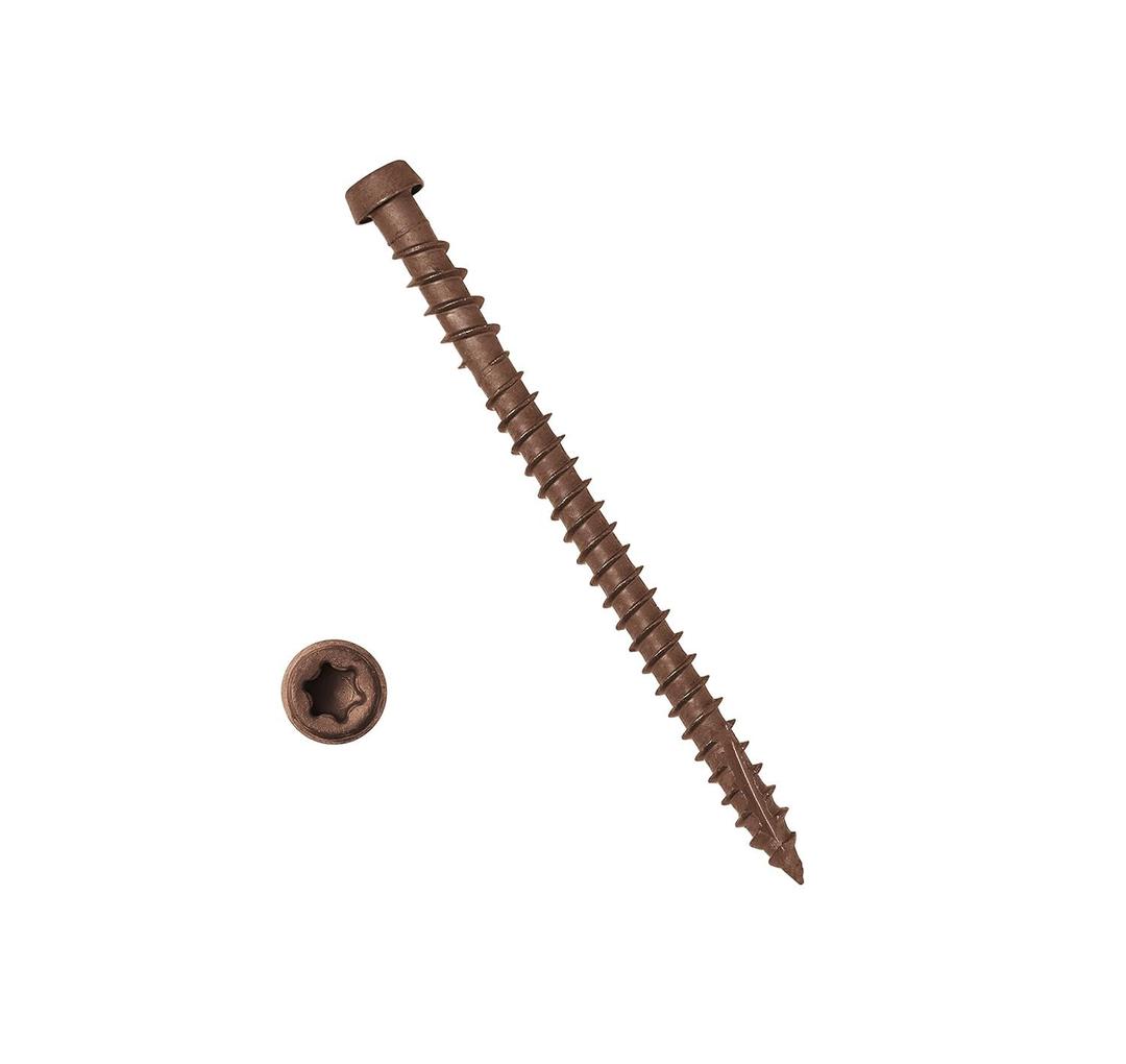 Coated Composite Deck Screws #10 x 2-3/4, Self Tapping Wood Screws and Deck Screws with Torx T20 Star Drive, Type 17 Point, Flat Head, 1 Free Bit Included (Brown, 350), by YYL FASTENER
