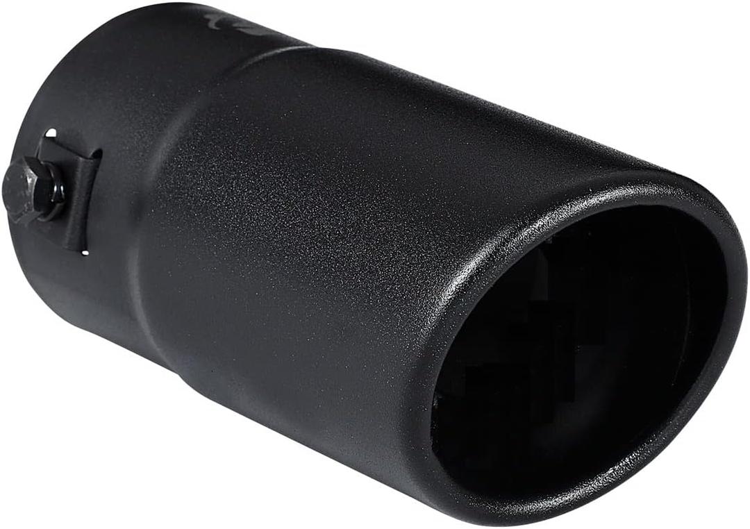 Black Exhaust tip - Fit 1.5 to 2 Inch Exhaust Tail Pipe Diameter- Black Coated Stainless Steel - Car Muffler Tips
