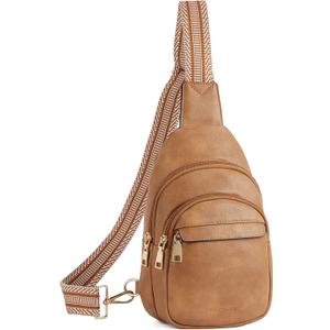 BOSTANTEN Small Sling Bag for Women Leather Crossbody Bags Fanny Pack Chest Bag for Travel (1-camel Brown)