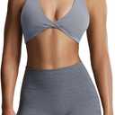 Aoxjox Women's Workout Sports Bras Fitness Metamorph Sienna Twist Bra Yoga Crop Tank (Grey), XS