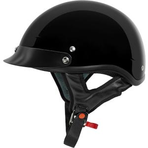 VCAN Cruiser Solid Half Face Motorcycle Helmet (Small, Gloss Black)