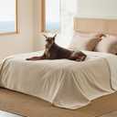 Bedsure Waterproof Blanket for Bed - Sherpa Fleece Waterproof Dog Blankets for Large Dogs, Pet Blankets for Bed/Couch/Dog Crate, Soft Plush Reversible Furniture Protector, King Size, 108"x86", Cream