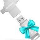 MFi Certified Photo Stick 512GB USB Flash Drive for iPhone, 4 in 1 External Memory Thumb Drive for Picture Video Saver and Backup, High Speed Memory Stick USB Drive for iPhone/iPad/Android/PC (Silver)