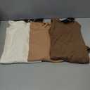 Ficerd 3 Pack Women's Ribbed T-Shirts, Cotton Short Sleeve Basic Tees Crewneck Fitted Tops Casual Shirts 2026 Summer Trendy (Beige, XL)