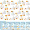 Weysat 30 Sets One Silly Goose Birthday Party Decor Baby Shower Party Favor Mini Resin Goose Figurines with Cards for Guest Birthday Decor(Blue)